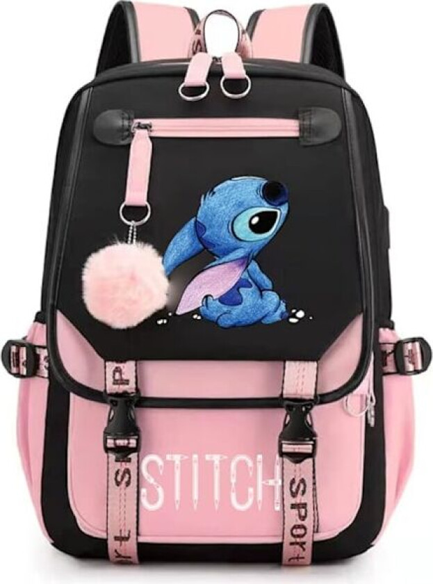 Jente Skolesekk Stor Kapasitet Stitch Ryggsekk Casual Rosa, Flerfarget