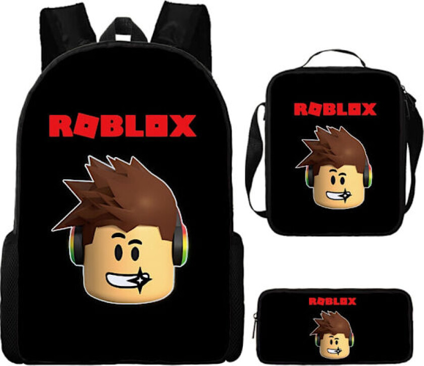 Roblox Ryggsekk Skolesekker Ryggsekker 3sett - Julegave Barn - Gave Svart-A beige