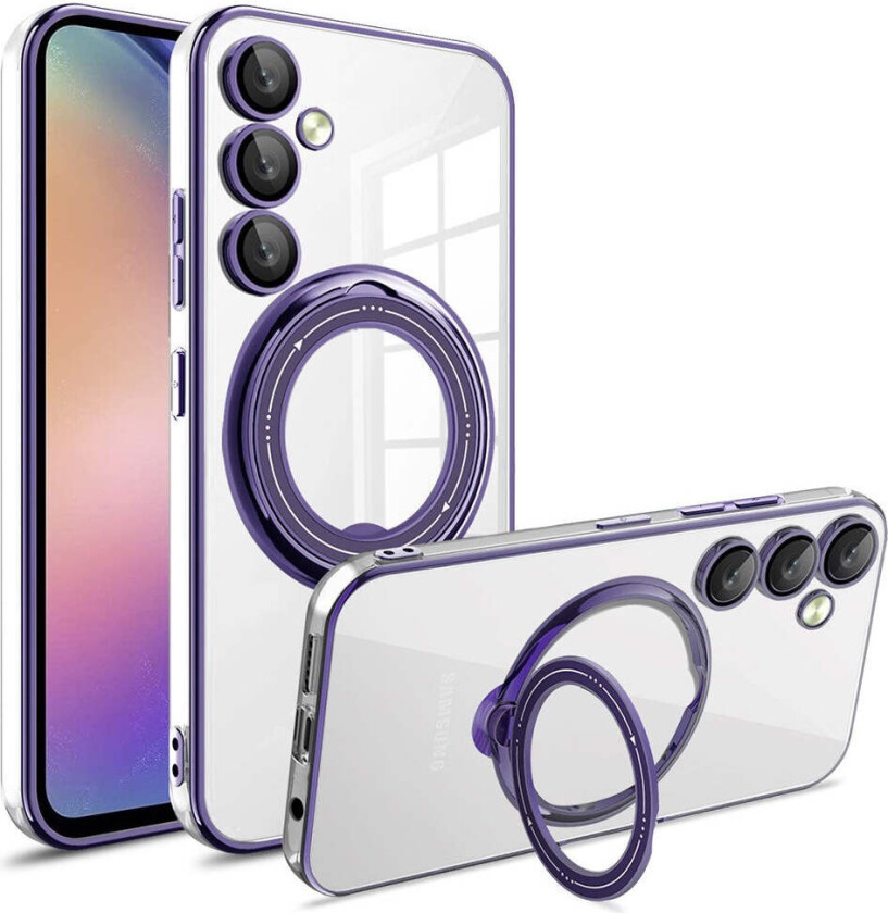 Samsung Galaxy A16 (4G/5G) Fleksibelt Plast Deksel m. Kickstand - MagSafe Kompatibel - Gjennomsiktig/Lilla