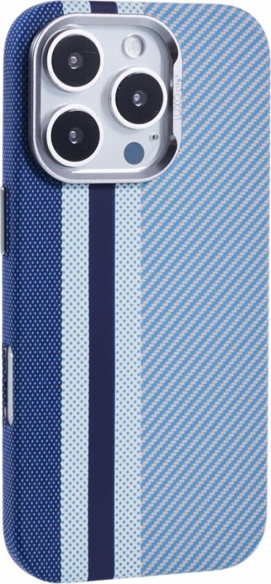 Mønstret Carbon Deksel - iPhone 16 Pro - MagSafe Kompatibel - Blue Stripes