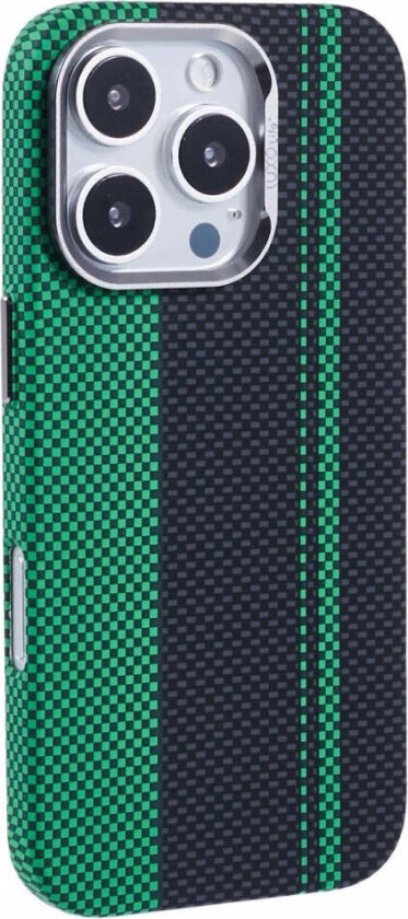 Mønstret Carbon Deksel - iPhone 16 Pro - MagSafe Kompatibel - Green/Black