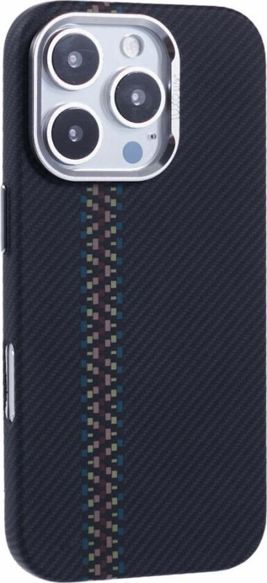 Mønstret Carbon Deksel - iPhone 16 Pro - MagSafe Kompatibel - Dark ZigZag Pattern