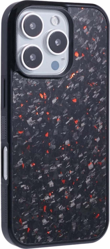 iPhone 16 Pro Deksel i Aramidfiber og Myk Plast - Rød