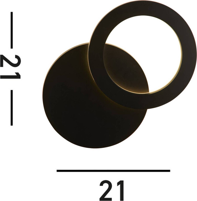 Hyde utendørs LED-vegglampe, svart, Ø 21 cm, aluminium, indirekte