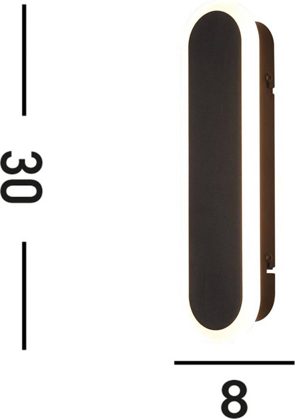 Bordo utendørs LED-vegglampe, høyde 30 cm, svart, aluminium