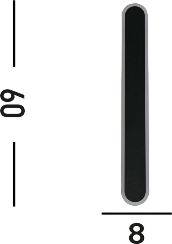 Bordo utendørs LED-vegglampe, høyde 60 cm, svart, aluminium