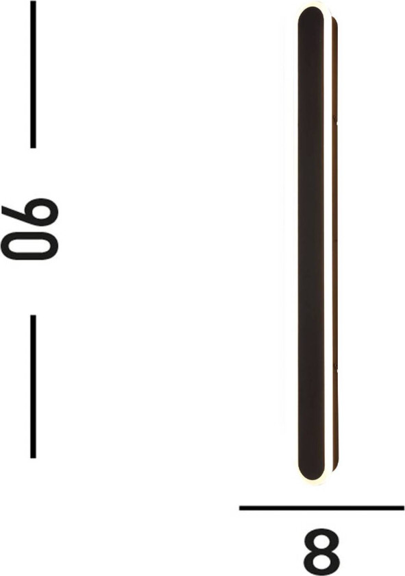 Bordo utendørs LED-vegglampe, høyde 90 cm, svart, aluminium