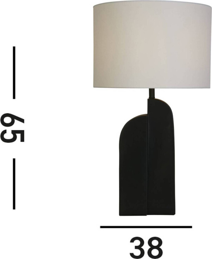 Perth bordlampe, hvit/svart Høyde 65 cm Tekstil/resin