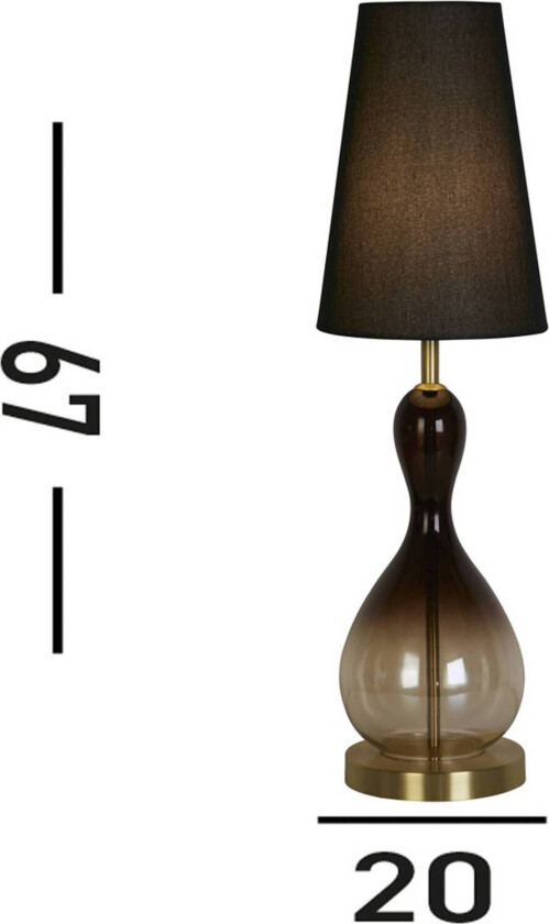 Bordlampe Marakesh svart/røykgrå høyde 67 cm tekstil/glass