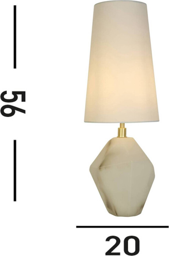 Apex bordlampe, hvit/hvit, høyde 55,5 cm, tekstil/resin
