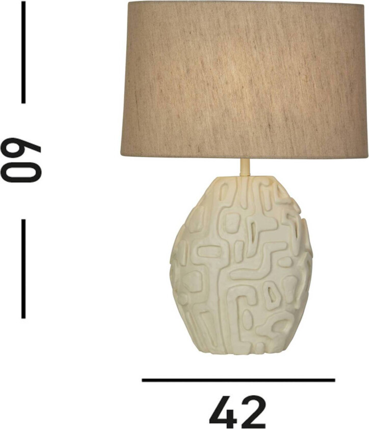 Adelaide bordlampe, kremfarget, høyde 59,5 cm, tekstil/resin