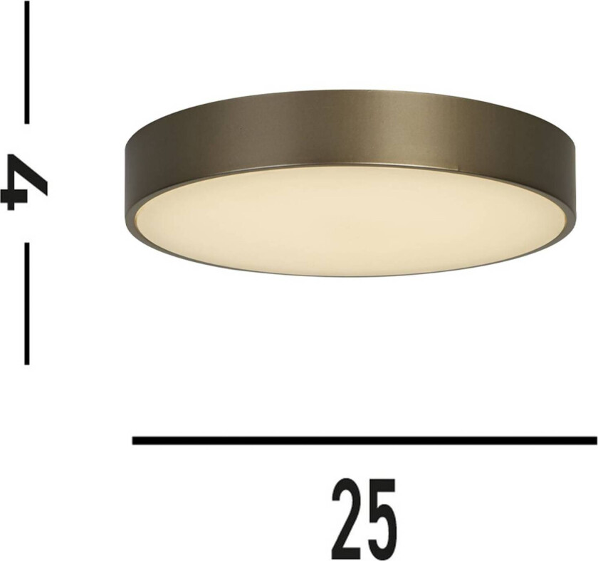 Palma LED-taklampe, bronsefarget, Ø 25 cm, stål/akryl