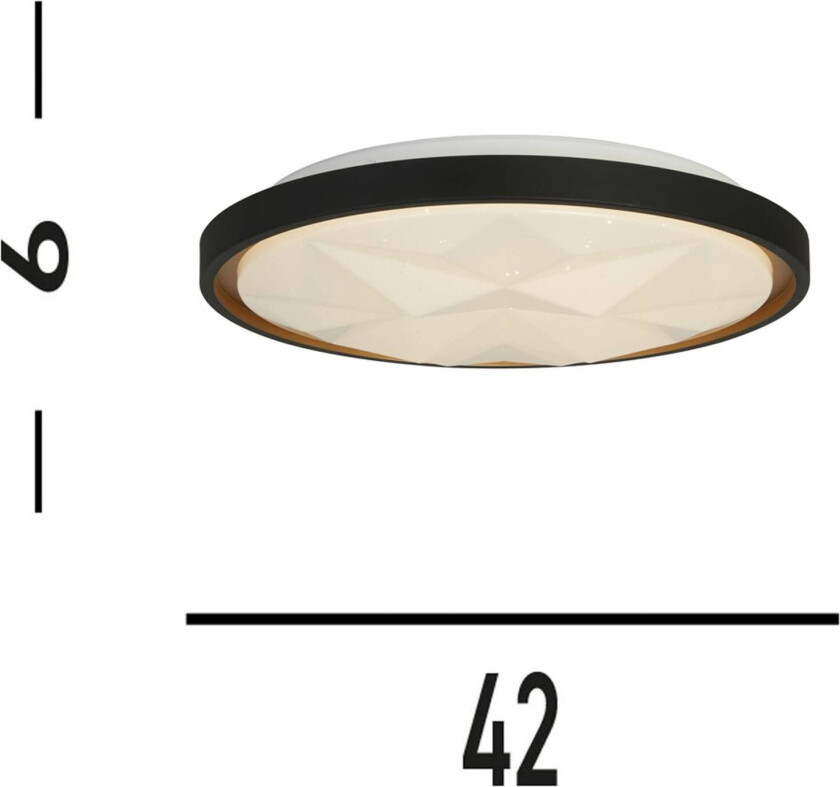 LED-taklampe Satellite svart Ø 42 cm fjernkontroll i stål