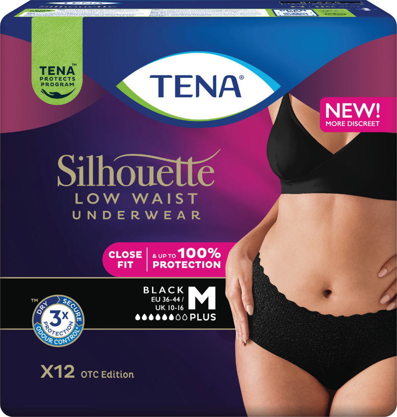 Bilde av Tena Silhouette Pants Plus Low Waist, Medium, sort, 12 stk.