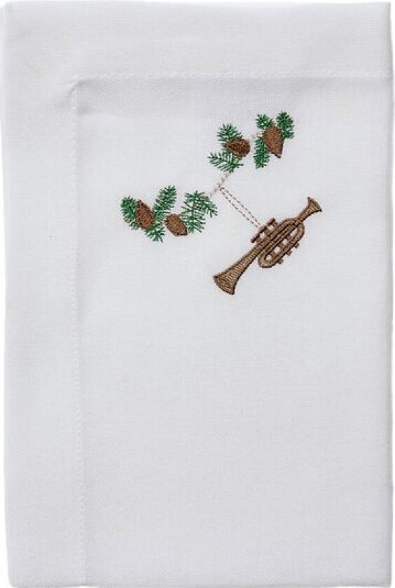 Nordic way juleserviett brodert trompet 50x50 cm