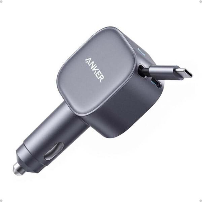 Nano Car Charger (75W USB-C Port Built-In Retractable USB-C Cable) - Grey
