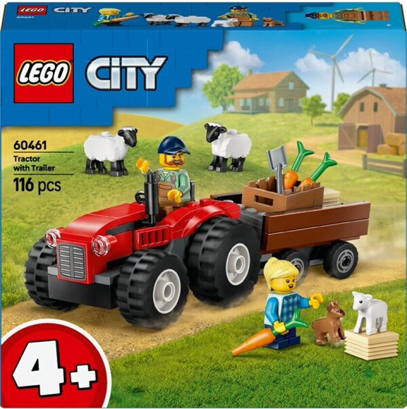 City 60461 Sett med rød traktor, henger og sau