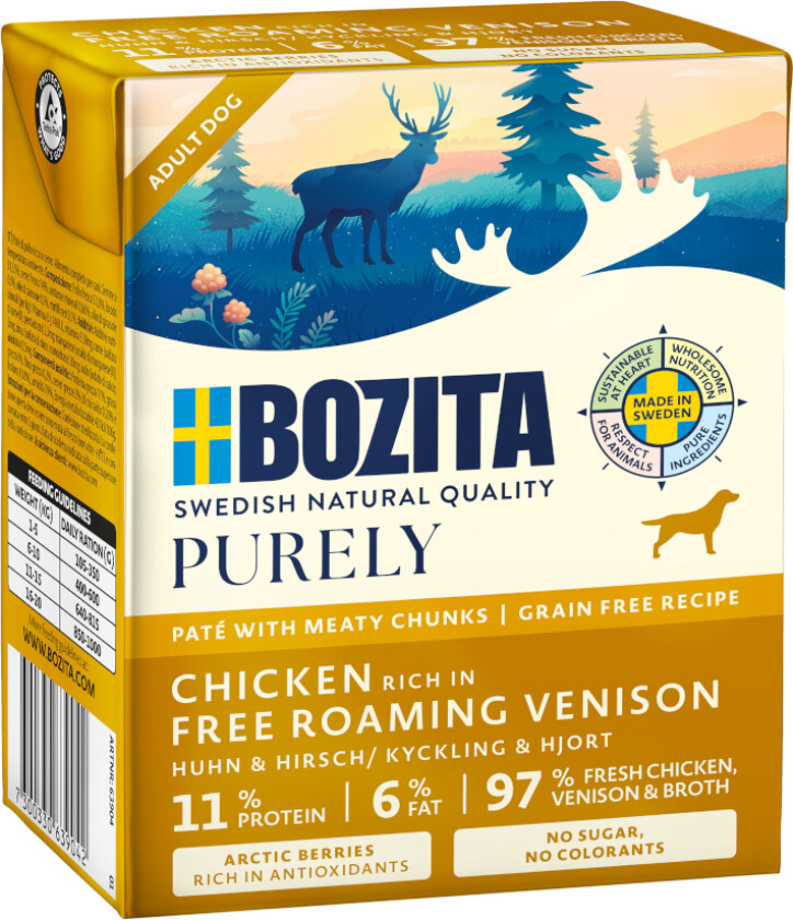 Bozita Purely Paté 6 x 370 g - med hjort