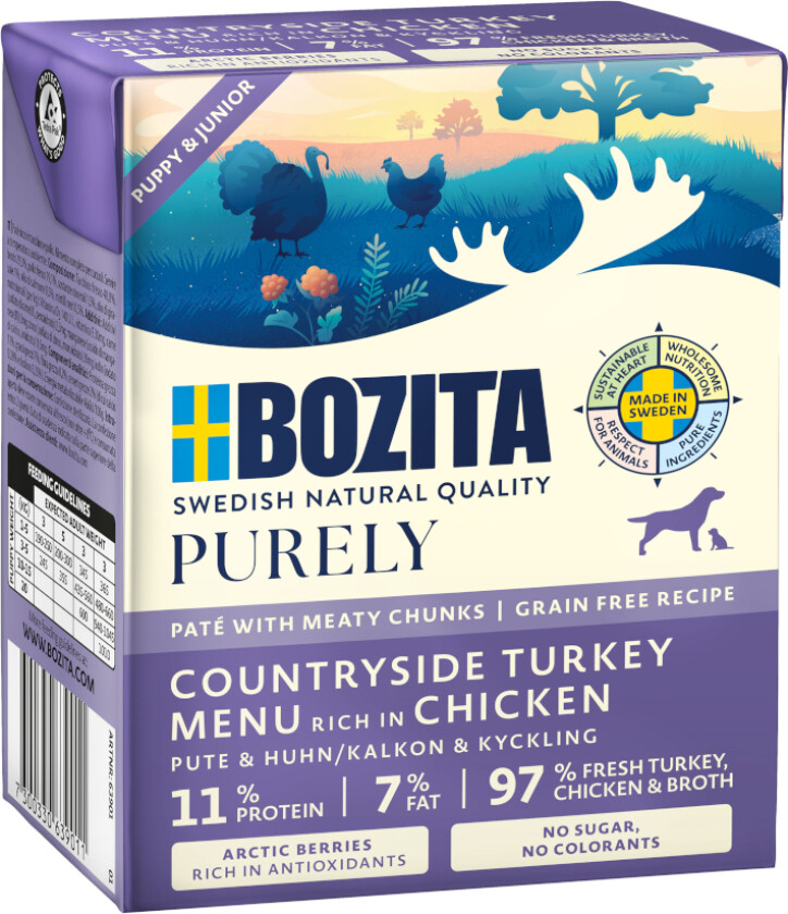 Bozita Purely Paté 6 x 370 g - Valp & Junior med kalkun