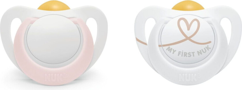 Nuk Star Silikonsmokk - 0/6 mnd - 2 stk - Rosa/Hvit