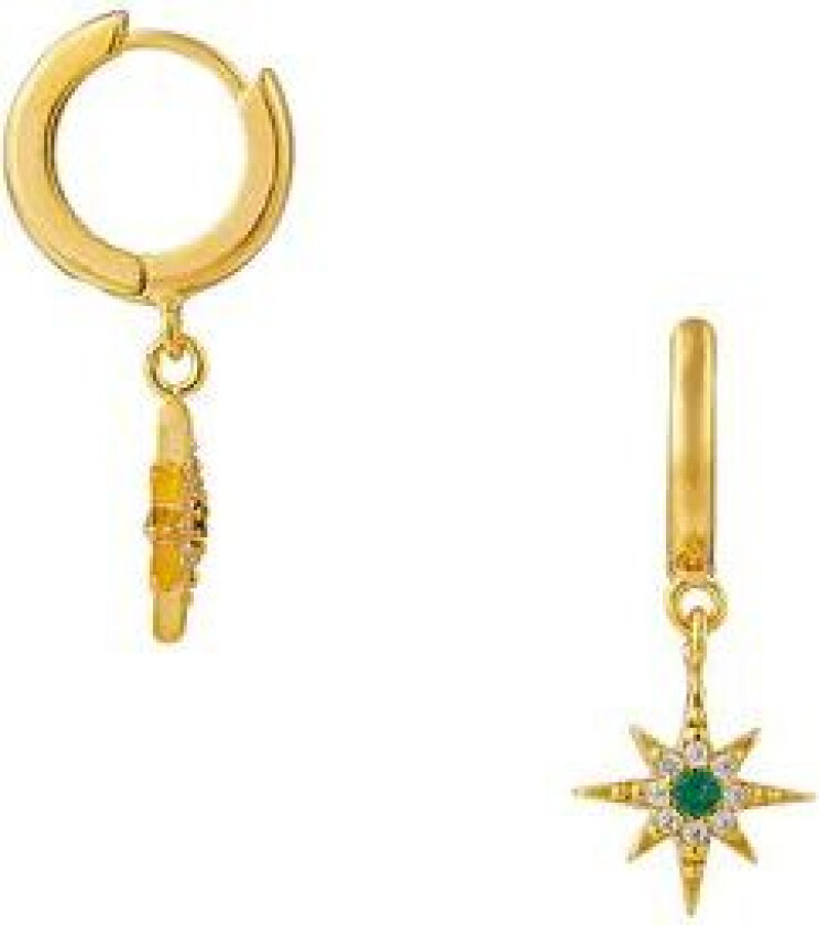 Emerald Pave Starburst Huggie - Pale Gold One Size