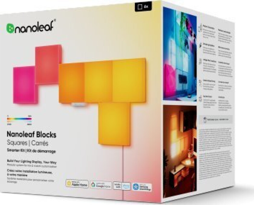 Blocks Squares Smarter Kit - Lyspaneler (6 Paneler, 1 Kontroller)