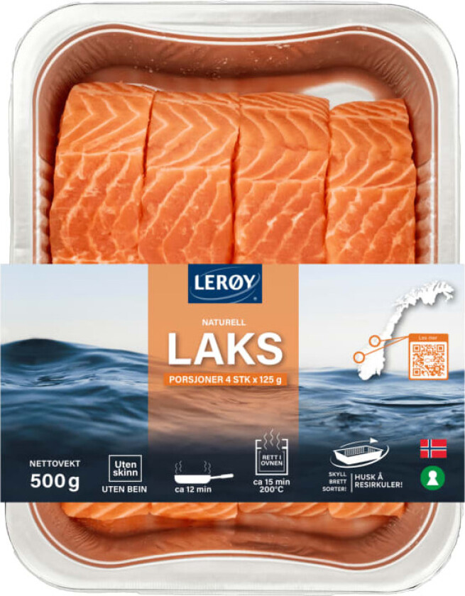 Laks Porsjoner u/Skinn 4x125g