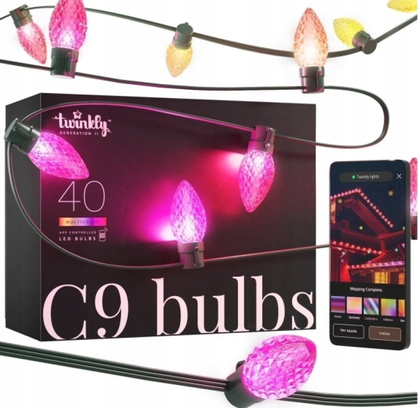 Lampki Choinkowe Twinkly Twinkly C9 Bulbs Smart Led 40 Rgb, 12.2M, alias Wire|Twinkly