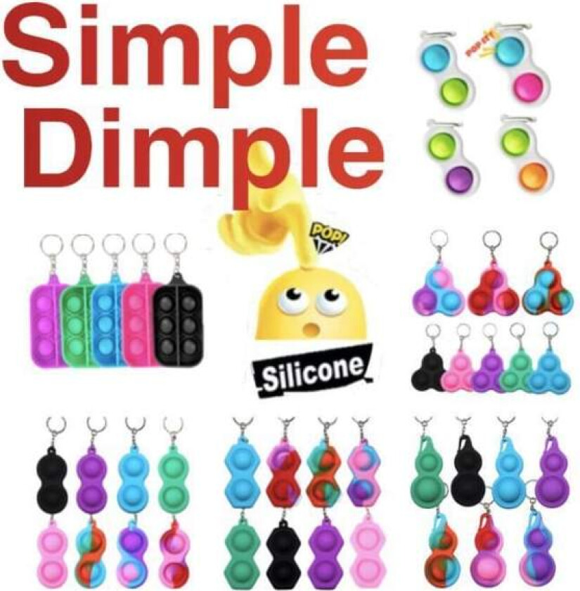 3 stk Multipack - Enkel dimple, MINI Pop it Fidget Finger Leketøy - CE Multicolor