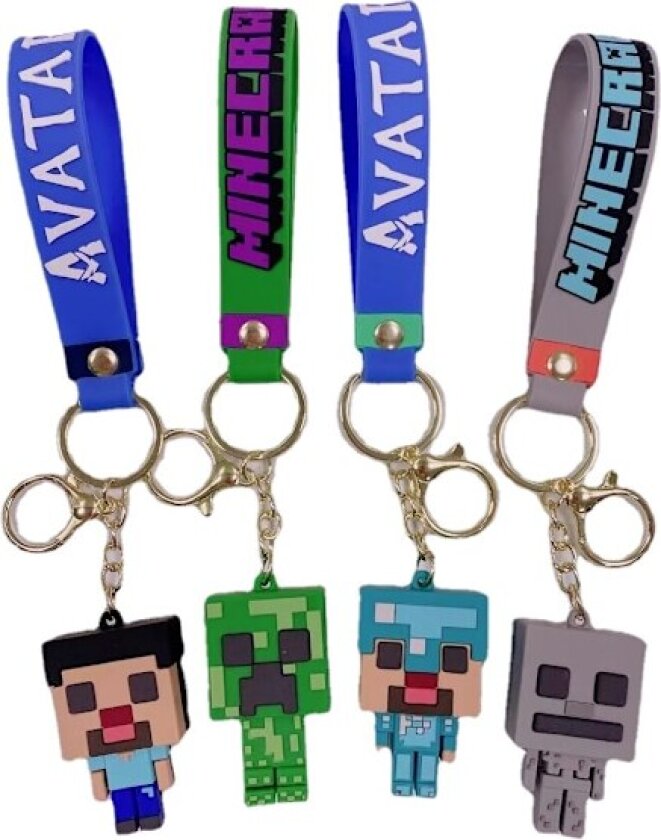 4 stk Minecraft Fackel Nøkkelring