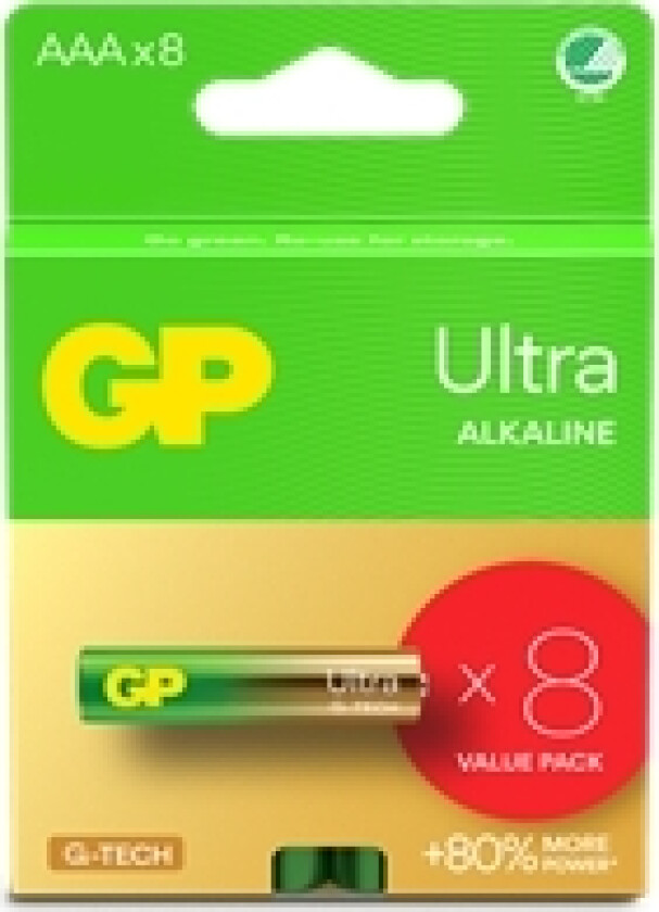 GP Batterier Ultra AAA, 8-pakning