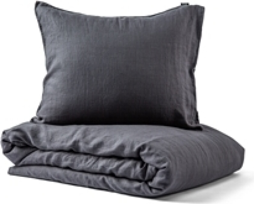 Bilde av Linnea Vasket lin Sengesett 150x210cm Mørk grå