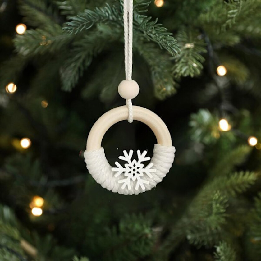 4 stk Julerik Ornamenter Høytidsdekorasjoner Hvit Snøfnugg Julanheng Håndvevd Juletreanheng Tre