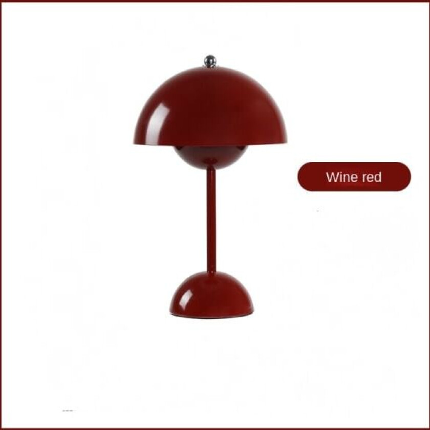 Nordisk dansk blomsterknopp bordlampe, bryllupsrom, soverom, skrivebordsdekorasjon, lampe, nattlampe (oppladbar) burgunder