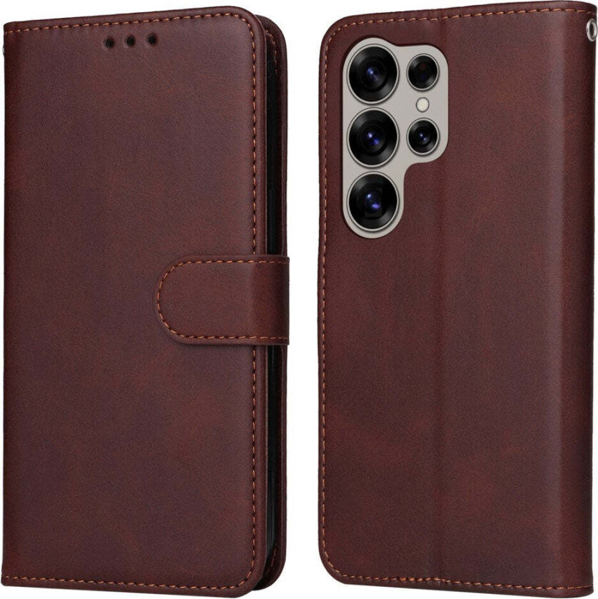 Kunstskinn Flip Deksel Samsung Galaxy S25 Ultra - Brun