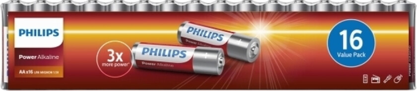 Power Alkaline Batteri Lr6p16f/10, Oppladbart Batteri, Aa, Alkalinsk, 1,5 V, 5 År, Cd (Kadmium), Hg (Kvikksølv), Pb (Bly)
