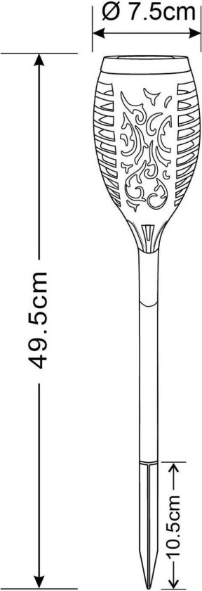 LED-lampe med jordspyd 33536-3, fakkel, svart, sett med 3 stk