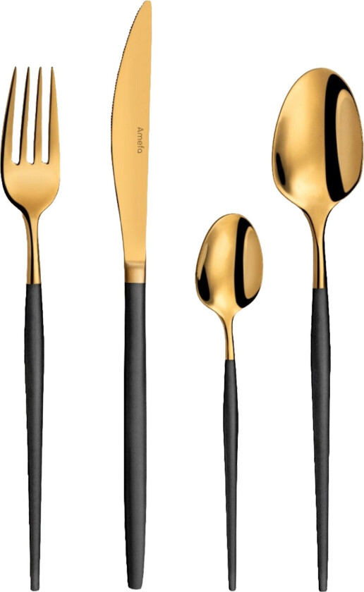 Soprano bestikksett 16 deler, svart/messing