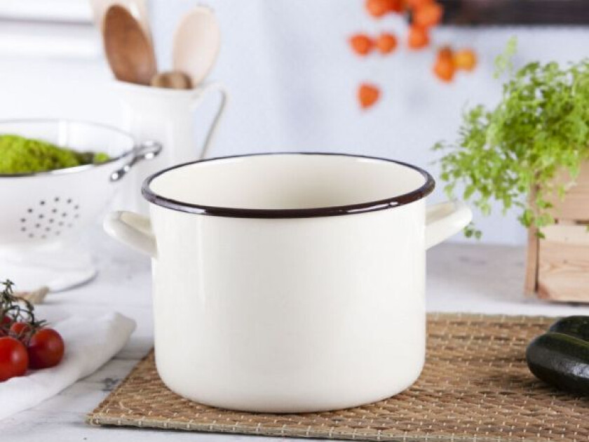Emalia Silesia Rybnik Emaljert Gryte Silesia Rybnik For Gass Og Induksjon Creme 5,8 L