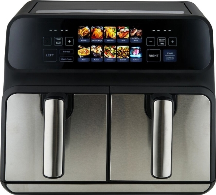 Proficook Pc-Fr 1287 H, Varmluftsfritös, 8 L, 50 ° C, 200 ° C, Dubbel, Svart, Rostfritt Stål