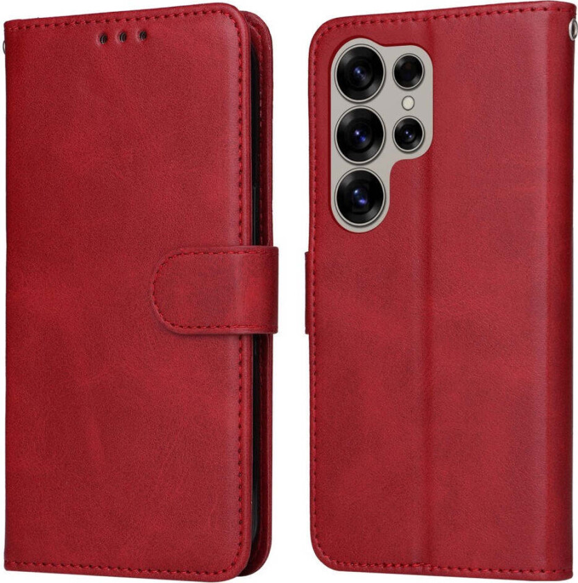 Kunstskinn Flip Deksel Samsung Galaxy S25 Ultra - Rød
