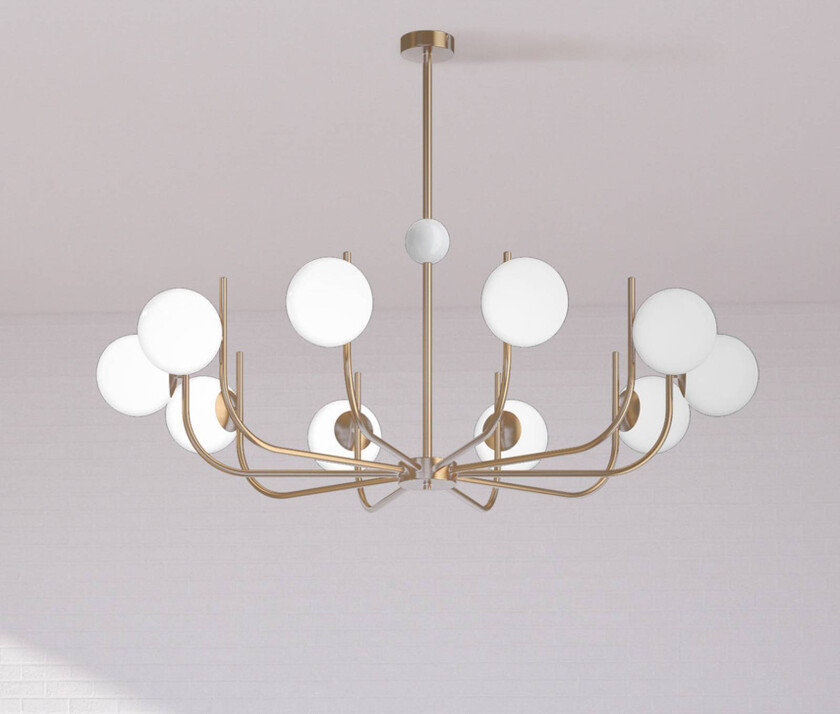 hengelampe Rendez-vous messingfarget Ø 116 cm 10 lyskilder