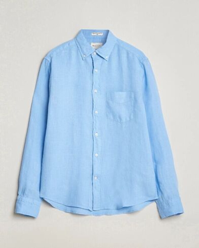 Regular Fit Garment Dyed Linen Shirt Capri Blue