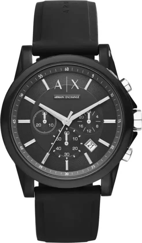 Herreklokke AX1326 Outerbanks Sort/Gummi Ø44 mm