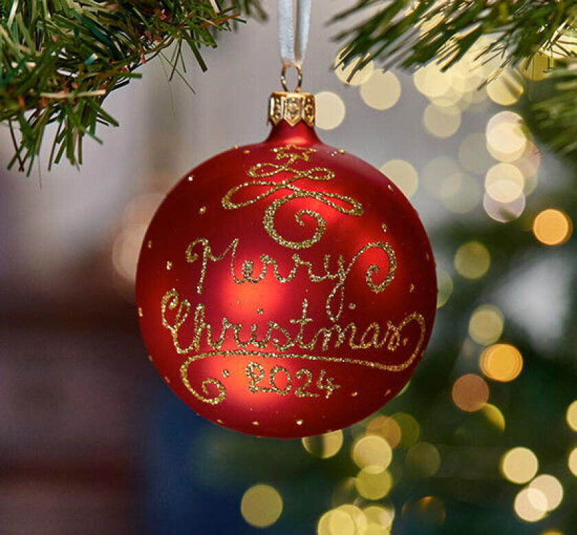 Lux Merry Christmas julekule rød/gull 2024