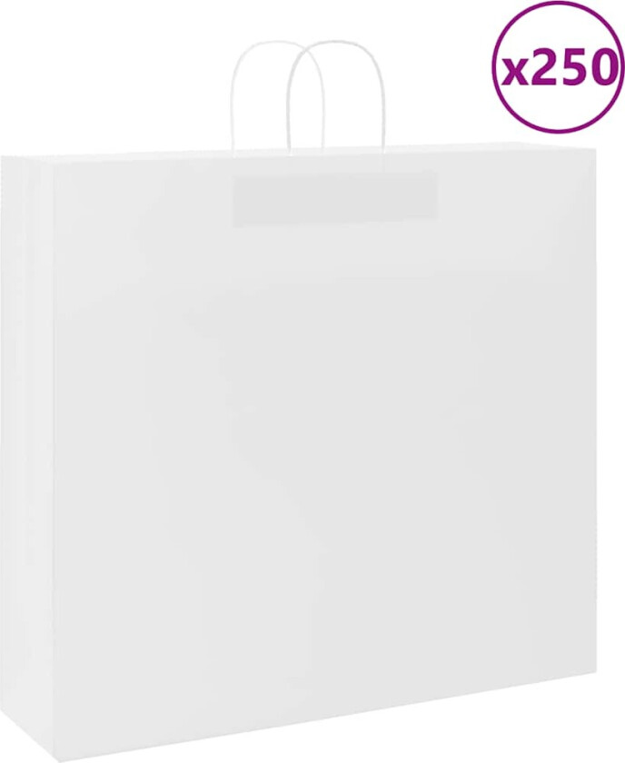 Bilde av Kraftpapirposer 250 stk med håndtak hvit 54x15x49 cm