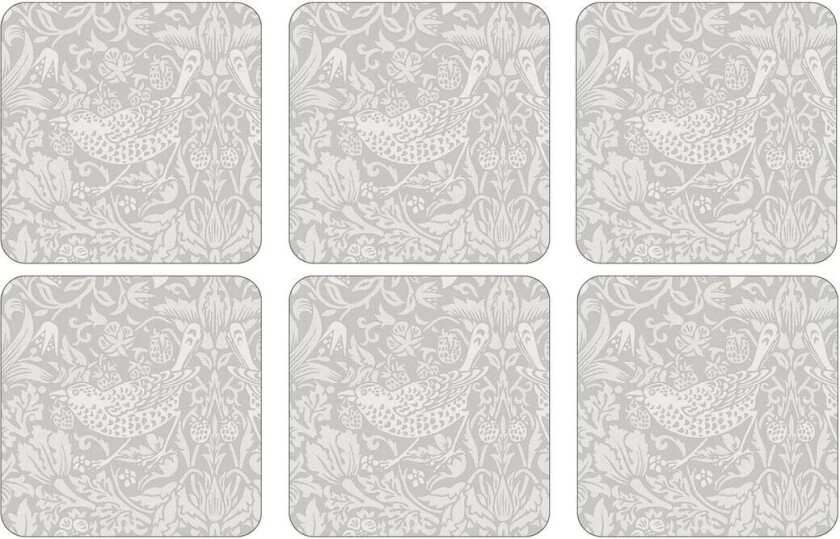 Bilde av Strawberry Thief glassunderlag 6-pakning Grey