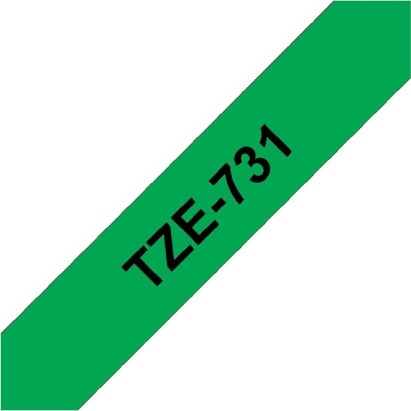 Tze-731 - Sort På Grønt - Rull (1,2 Cm X 8 M) 1 Kassett(Er) Laminert Teip - For Pt-D210, D600, H110, P750 P-Touch Pt-1005, D450, E31