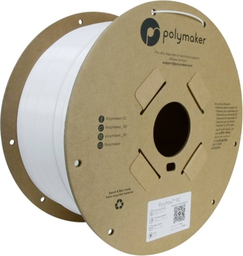 Polymaker Pc02006 Filament Pc Slagfast, Varmebestandig 1.75 Mm 3000 G Hvid Polymax™ 1 Stk