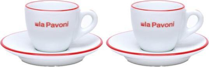 Espressokopper 7,5 cl med skål 2 stk hvit